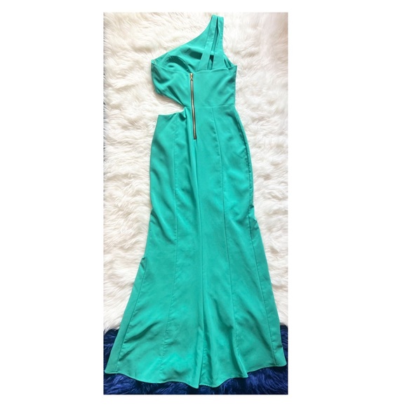 New! MARIA BIANCA “Cameron” One-Shoulder Cut-Out Side Slit Maxi Dress - Picture 8 of 10